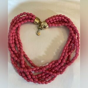Talbots Pink Multi Strands Beaded Torsade Necklace